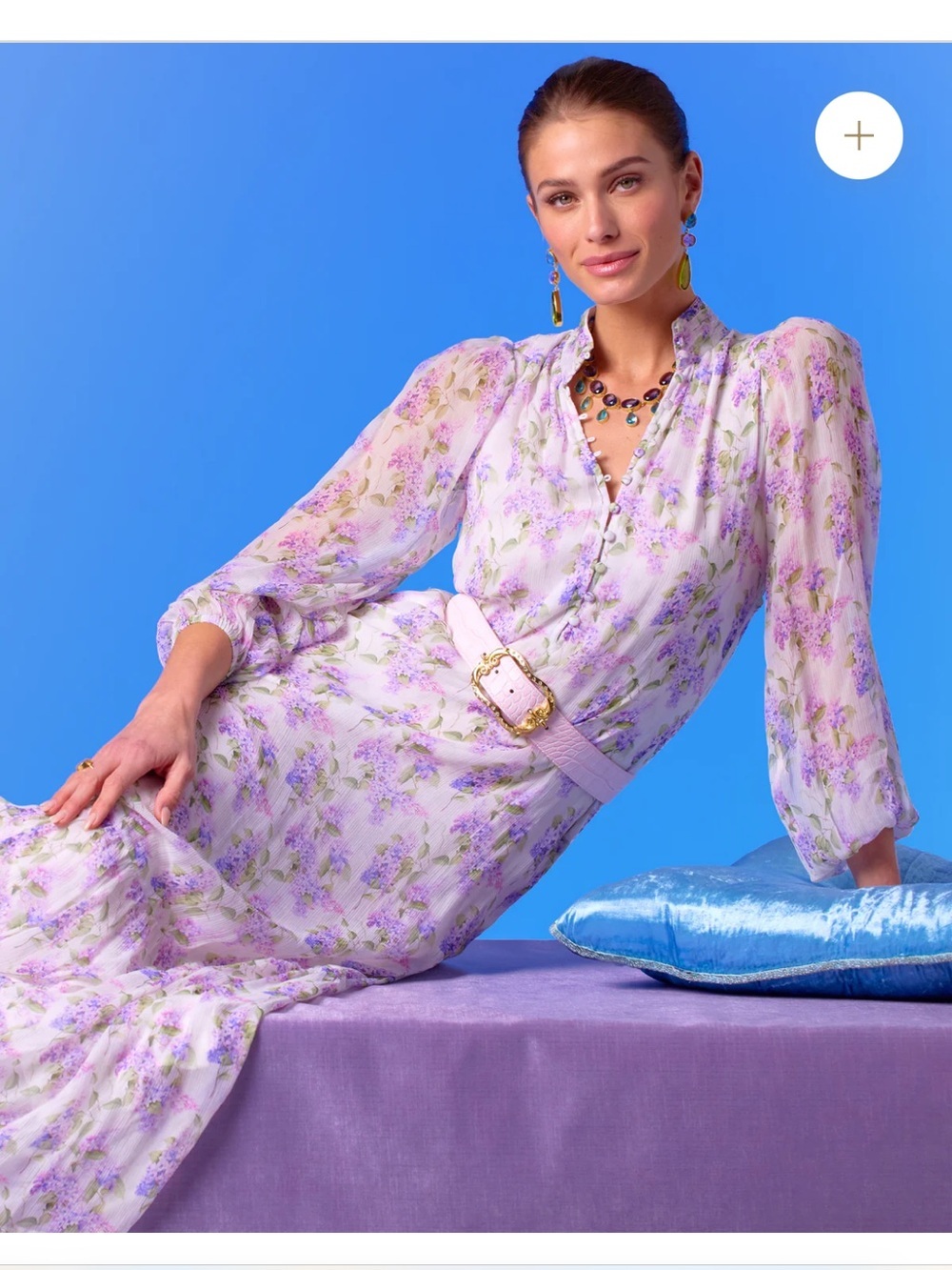 Nicoblu Blythe Maxi Crinckle Chiffon Dress in Lavender Floral